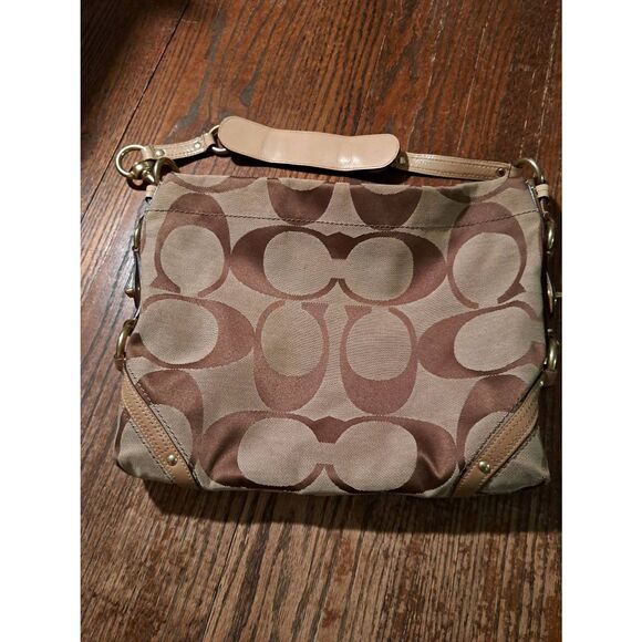 Coach Carly Slim Signature Brown Tan Hobo Purse Handbag E0873-12873 - Picture 2 of 10